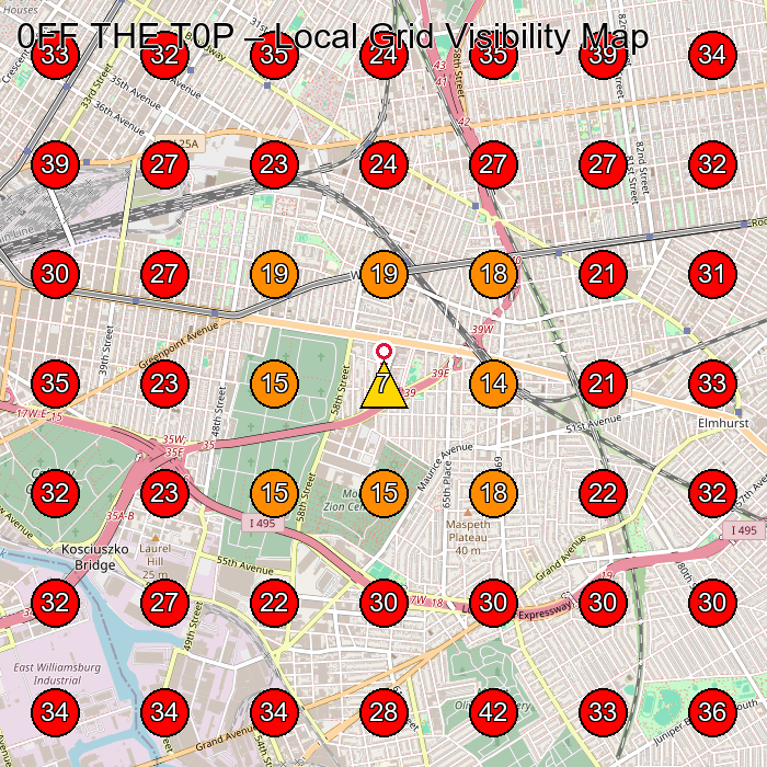 0FF THE T0P GeoGrid visibility map for Barber Shop in Queens